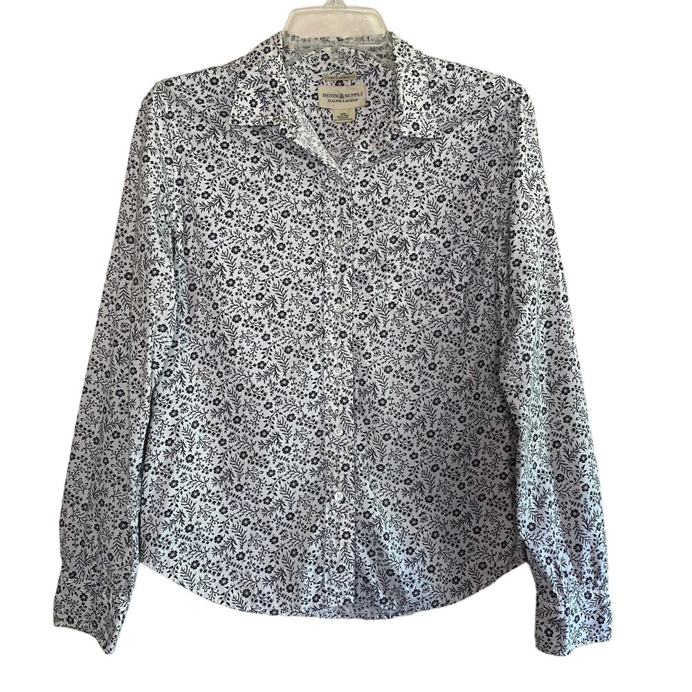 Denim & Supply Ralph Lauren Black and White Floral Button Down Shirt